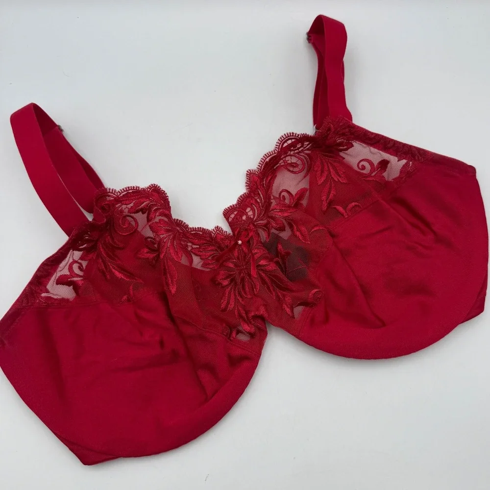 Soma Intimates Red Full Coverage Lace Trim Balconette Bra 36DD
